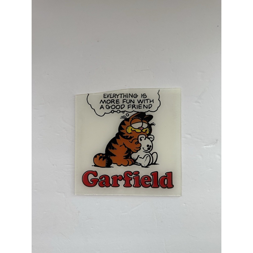 Vintage 1980s Garfield Pooky Good Friend Reverse Painted Glass Carnival 6"